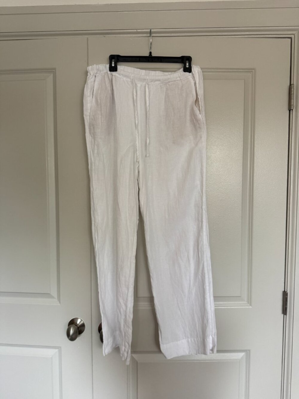 Vineyard Vines White Linen Tie-Waist Wide Leg Pants Medium Coastal Beach NWOT - Picture 2 of 4